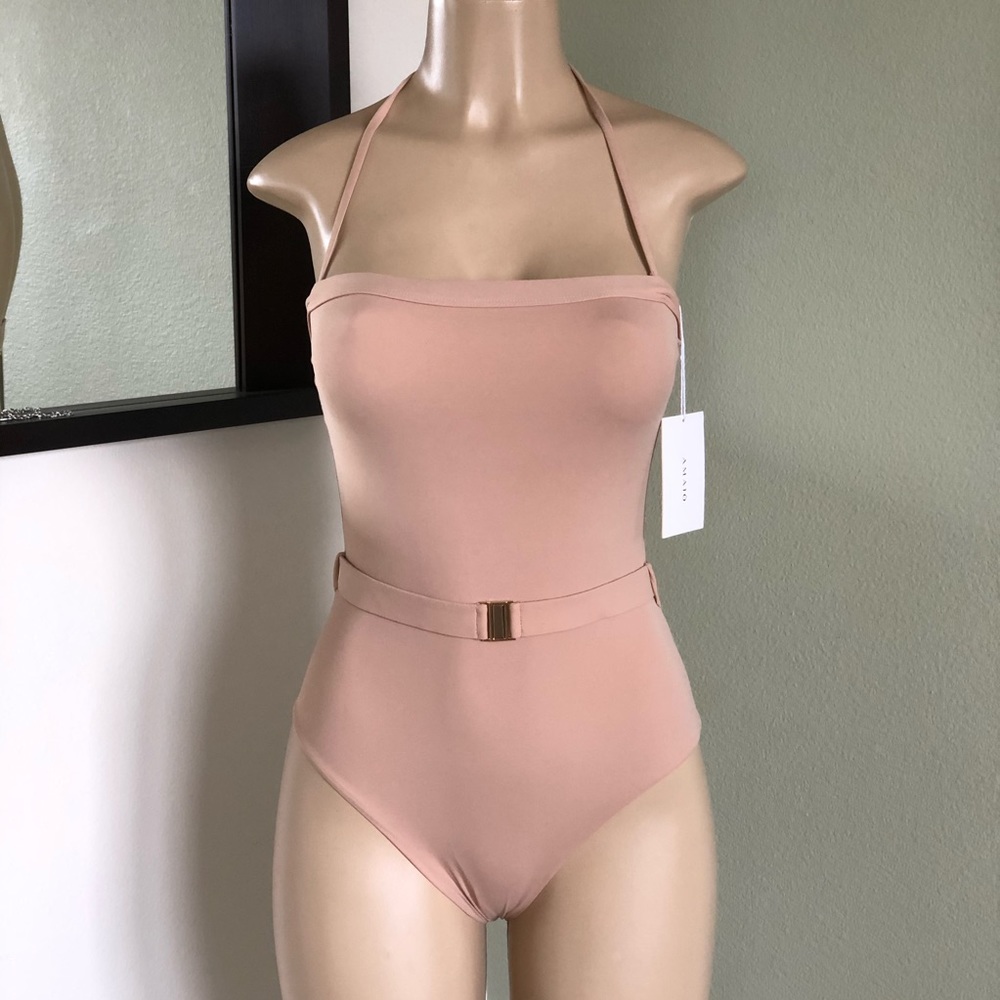042-Nathalie Belted High Cut One Piece Swimsuit